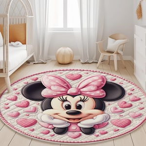 Rosa Minnie-Maus-Teppich für Mädchen, Disney-Kinderzimmer-Teppich, Baby-Dusche-Geschenk, Kinderzimmer-Dekor, wunderlicher Minnie-Maus-Kinderzimmerteppich, Baby-Spielteppich