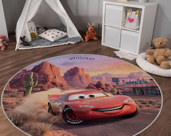 Alfombra personalizada de Rayo McQueen, alfombra infantil de la película Cars de Disney.