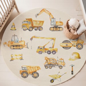 Construction Trucks Kids Rug, Playroom Decor image 4