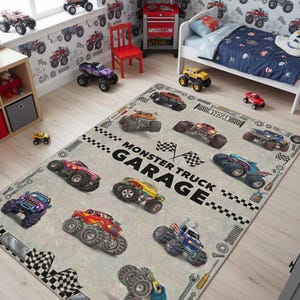 Personalisierter Monster Truck Kinderteppich, Jungenzimmer Dekor