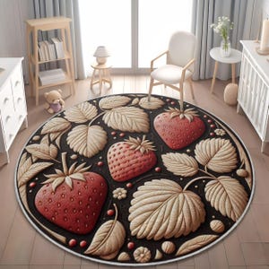 Kitchen Decor Strawberry Rug, Anti-Fatigue Non-Slip Rug, Strawberry Kitchen Rug, Rustic Kitchen Decor