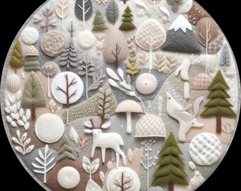 Woodland Nursery Rug: Forest Animals & Trees, Soft Velveteen