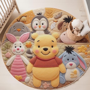 Winnie Puuh und seine Freunde Teppich, Wollteppich, Kinderzimmerteppich, Weicher Kinderspielteppich, Winnie Puuh Dekor