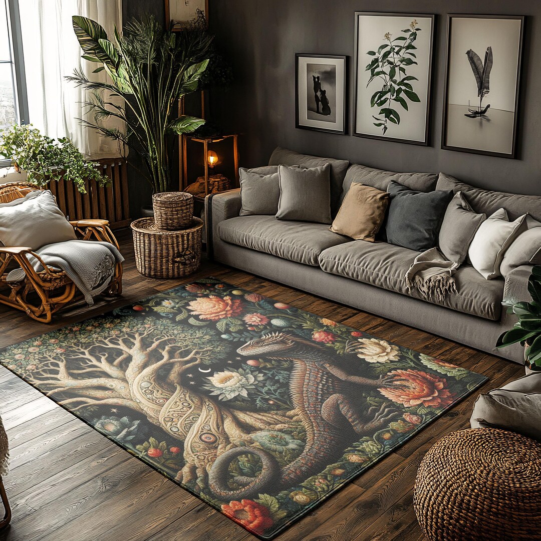 Cool Rug Lizard Lizard Area Rug: Tree of Life, Dragon Decor, Fantasy Design - Etsy