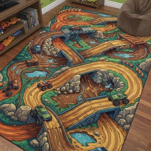 Personalized Monster Truck Kids Rug, Boys Room Decor Style 10