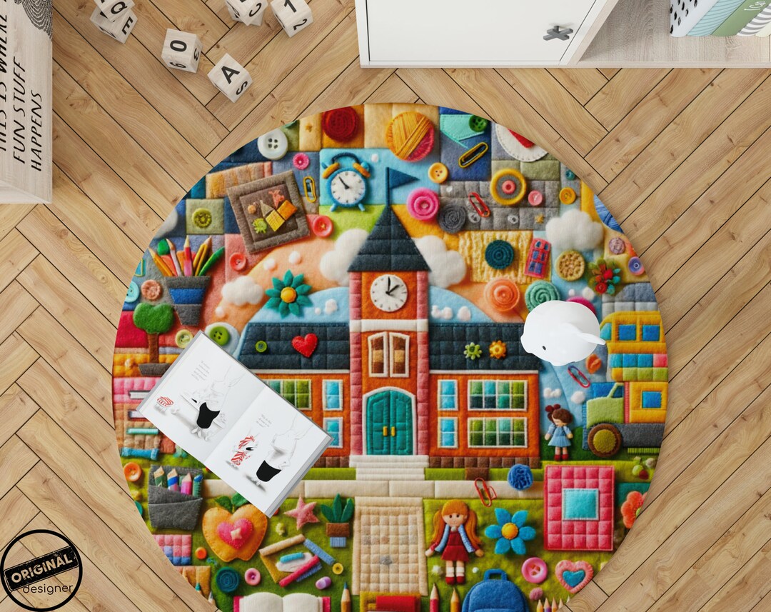 Educational Wonderland Rug Vibrant School-themed Design, Perfect for ...