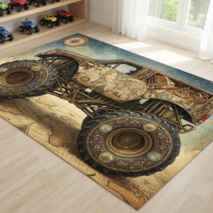 Personalized Monster Truck Kids Rug, Boys Room Decor image 18