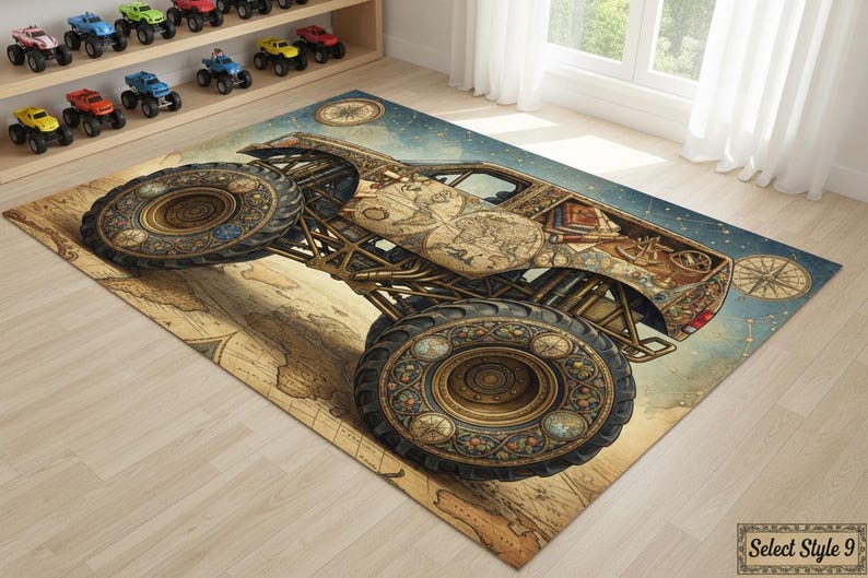 Personalized Monster Truck Kids Rug, Boys Room Decor image 18