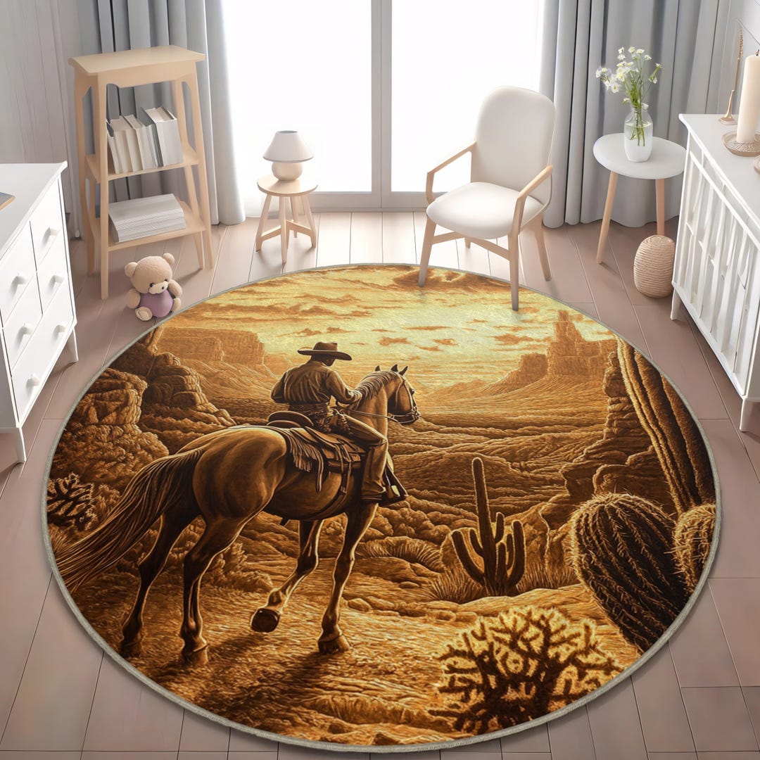 Sunset Cowboy Horse Area Rug: Western Southwest Decor - Etsy