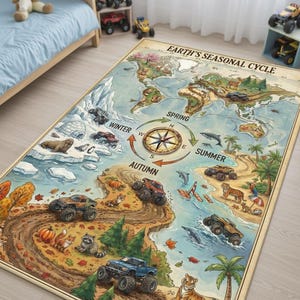 Personalized Monster Truck Kids Rug, Boys Room Decor Style 4