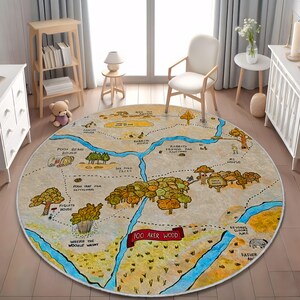 Tapis en bois fantaisiste de 100 acres - Tapis pour chambre d'enfant et de bébé Winnie l'ourson - Tapis pour bébé Woodland doux