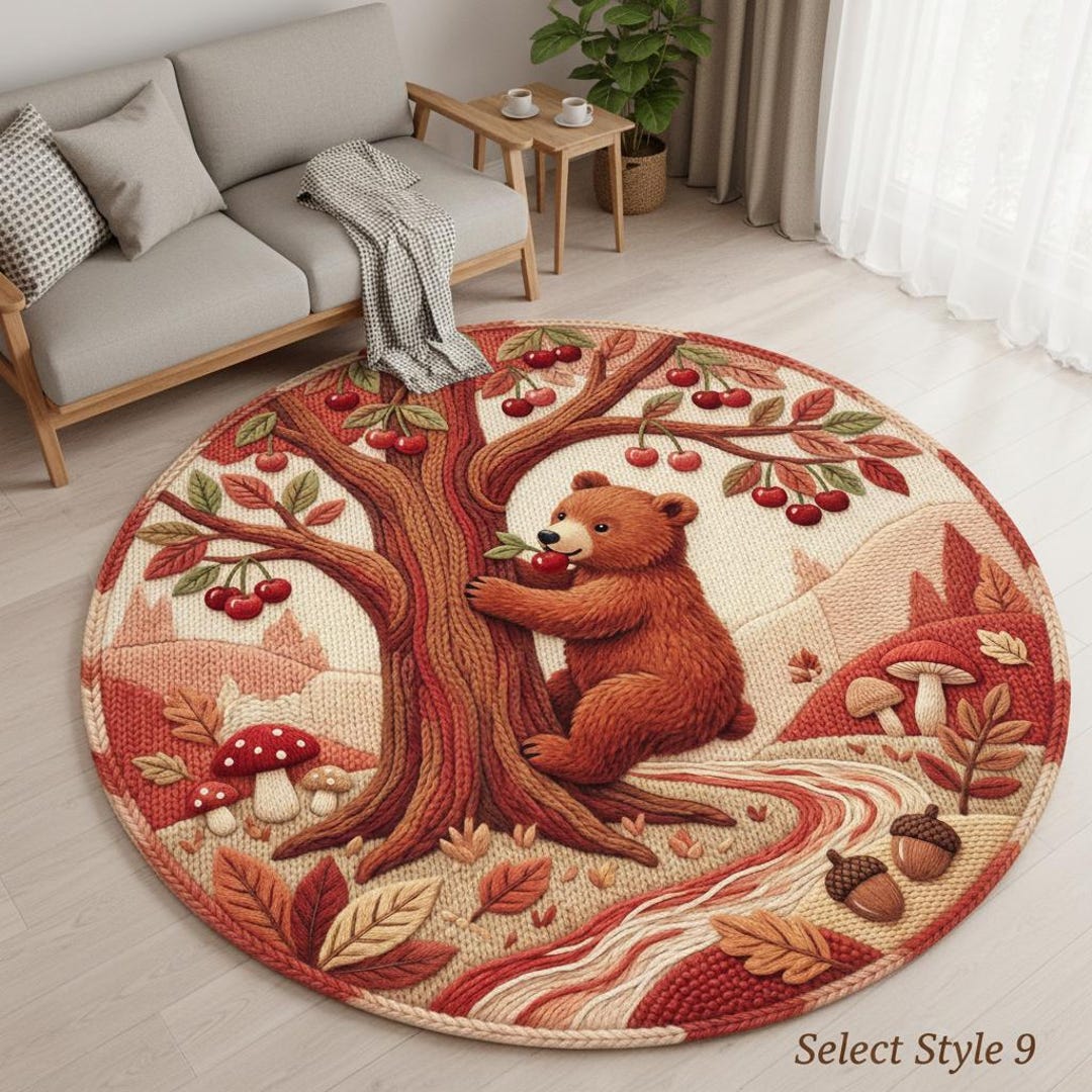 Fake Bear Rug Pattern Geometric Art Bear Rug, Faux Quilt & Patchwork Print, Vintage Style Mat ...
