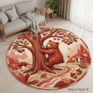 Alfombra de oso con arte geométrico, imitación de edredón y estampado de patchwork, estilo vintage, efecto 3D