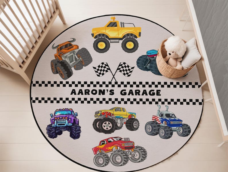 Monster Jam Rug Custom Monster Truck Kids Rug, Personalized Playroom Decor - Etsy