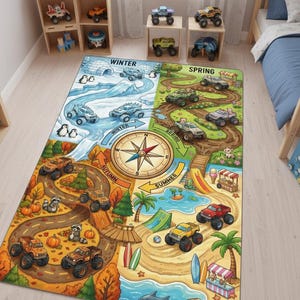 Personalized Monster Truck Kids Rug, Boys Room Decor image 6