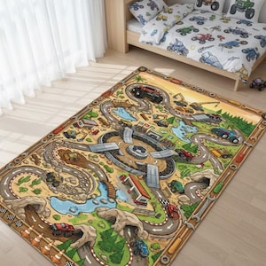 Personalized Monster Truck Kids Rug, Boys Room Decor image 10