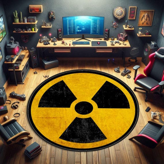 Radiation Symbol Gamer Rug: Geeky Gaming Room Decor