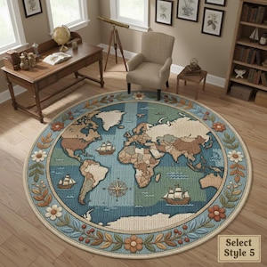 Alfombra redonda con mapa del mundo, alfombra educativa para la sala de juegos de los niños