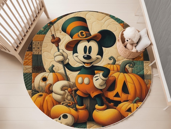 ミッキーマウス パンプキン ラウンドラグ キッズ ハロウィン