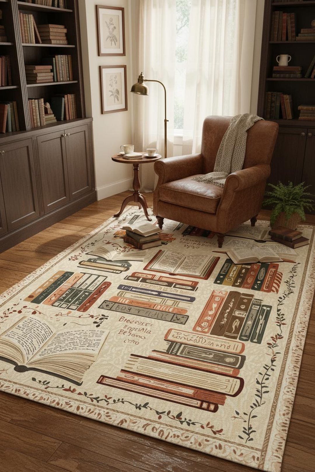 Book Print Rug: Booklover Library Decor, Soft Velveteen Area Rug - Etsy ...