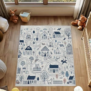 City Road Playmat Rug: Kids&#39; Room Adventure Carpet, Washable
