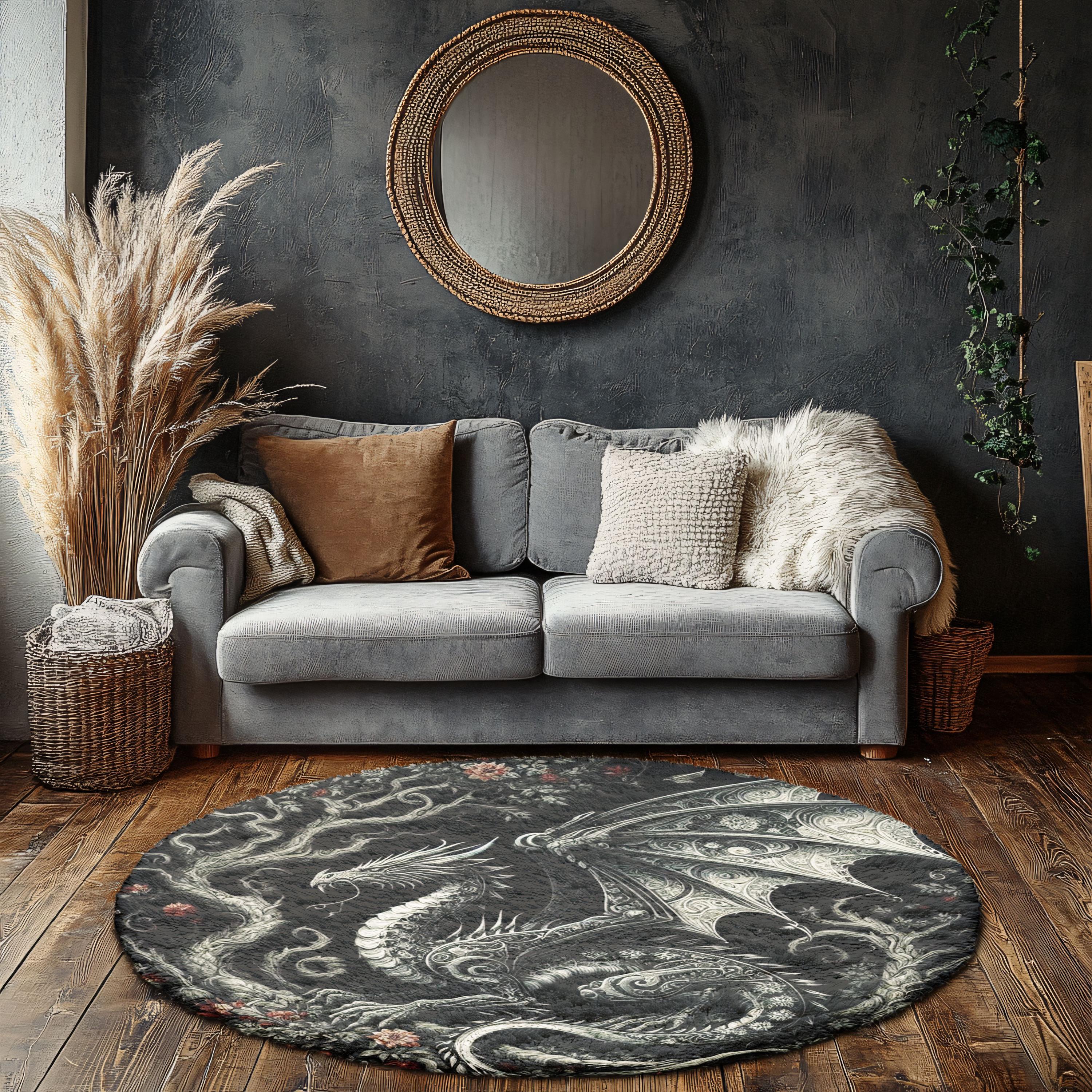 Dragor Rug Gothic Dragon Rug: Fantasy Black Area Carpet - Etsy