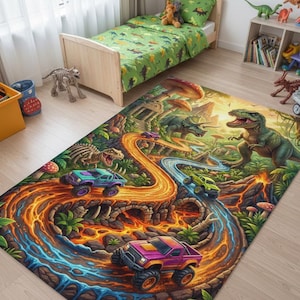 Personalized Monster Truck Kids Rug, Boys Room Decor Style 7