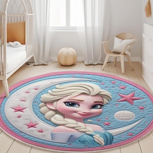 Winter Wunderland Prinzessinnen Teppich, Schneekönigin Teppich, Disney Kinderzimmer Dekor, Schneeprinzessin Babyzimmer Teppich, Magischer Teppich, Elsa Teppich für Mädchenzimmer