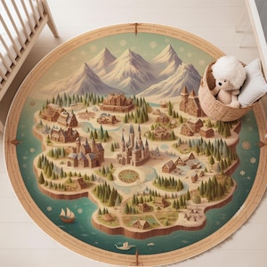 Tapis carte princesse des neiges, tapis aventure princesse des neiges, carte de chambre de filles sur le thème d'Arendelle, tapis princesse de conte de fées, décoration de chambre d'enfants au pays des merveilles de l'hiver