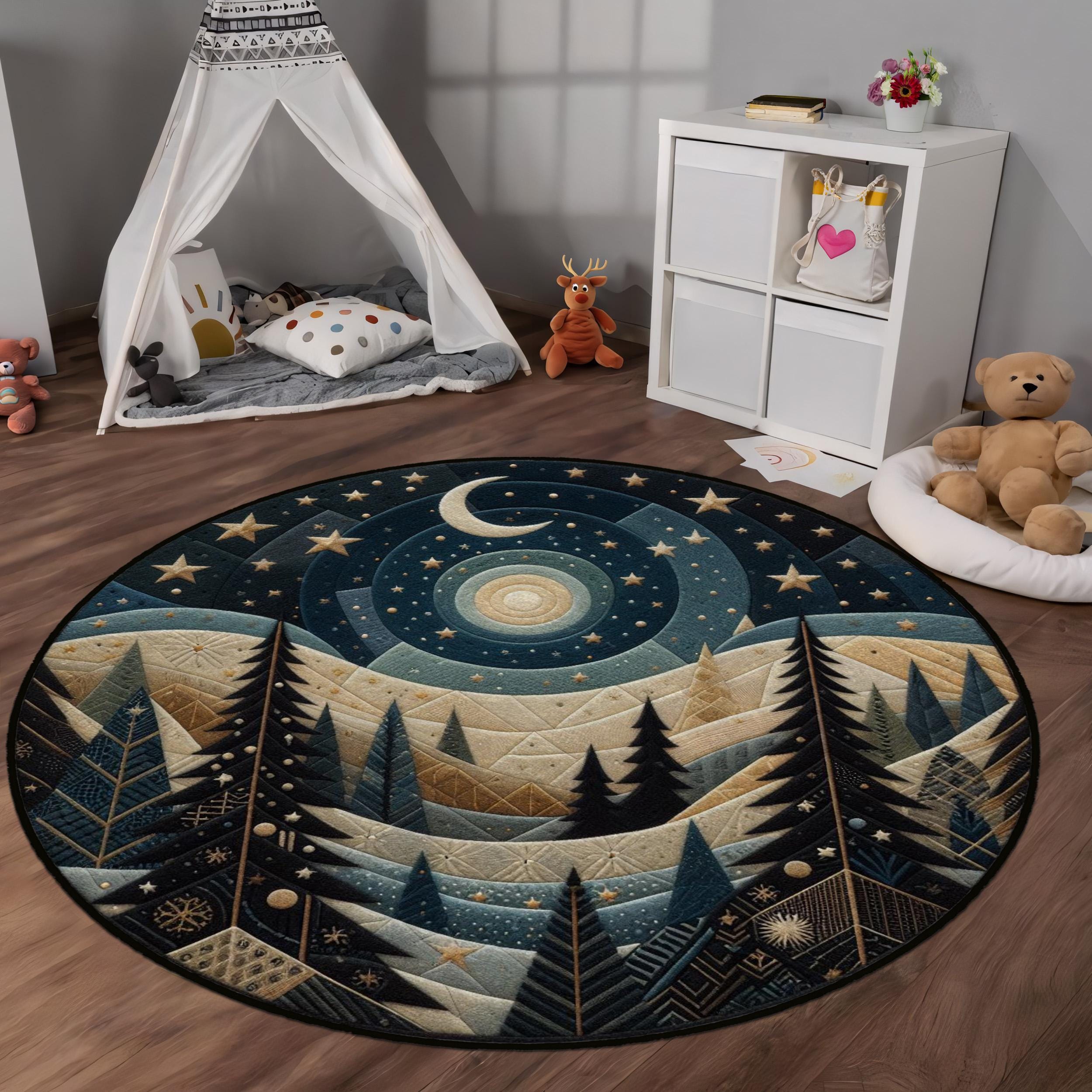 Night Sky Area Rug, Whimsical Moon and Stars, Celestial Home Decor - Etsy