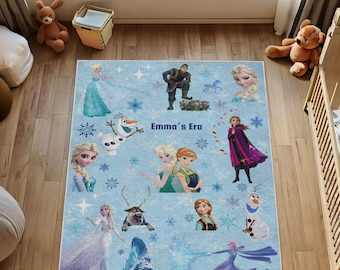 Tappeto personalizzato Disney Frozen con nome personalizzato della principessa Elsa, tappeto Disney per bambini Disney