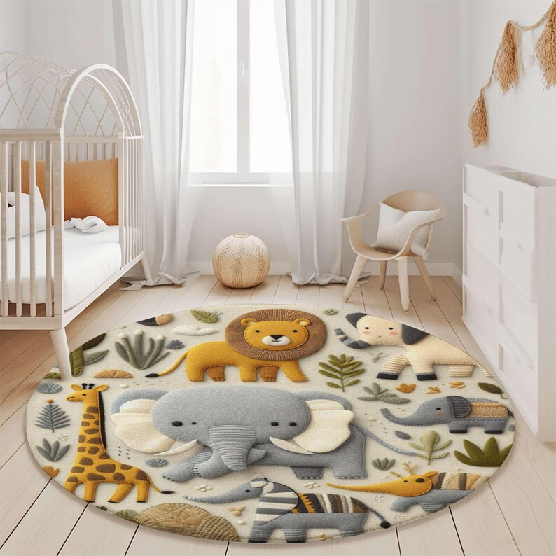 Safari Nursery Rug, Jungle Animals, Anti-allergic Play Mat - Etsy