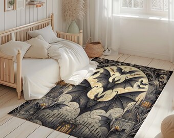 Gothic Bat Rug: Spooky Halloween Home Decor