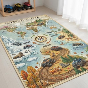 Personalized Monster Truck Kids Rug, Boys Room Decor image 8
