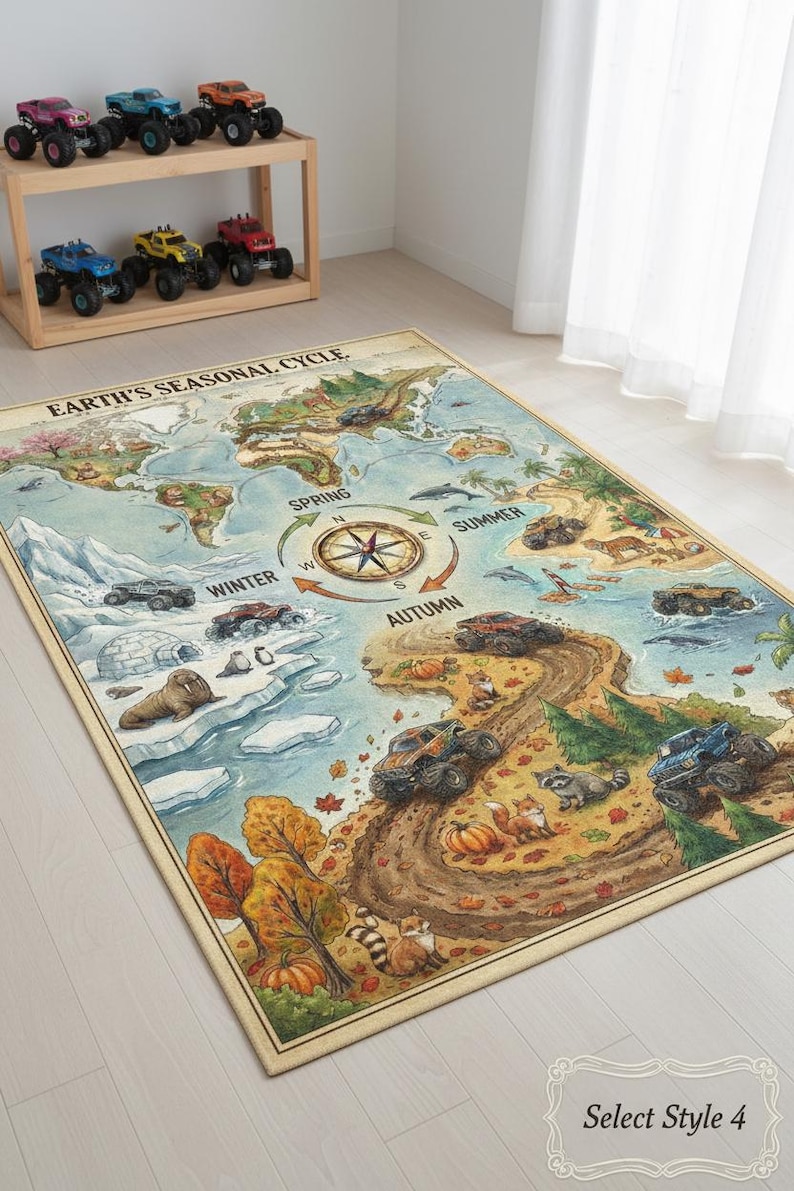 Personalized Monster Truck Kids Rug, Boys Room Decor image 8