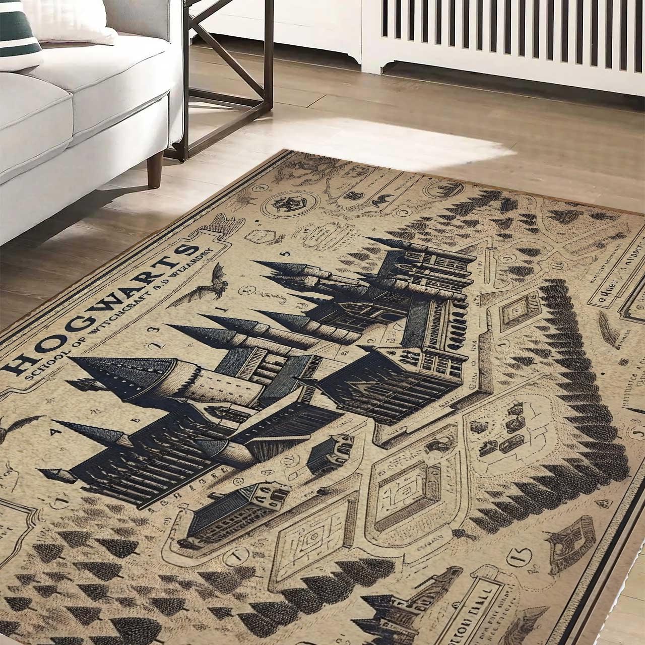 Potter Geometric Rug Wizarding School Map Rug, Potter Fans Kids Room Decor - Etsy