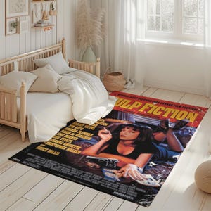 Alfombra con póster de película retro, decoración inspirada en películas, alfombra de cine en casa, regalo para amantes del cine, alfombra retro, alfombra para sala de estar, alfombra de área, alfombra de película personalizada