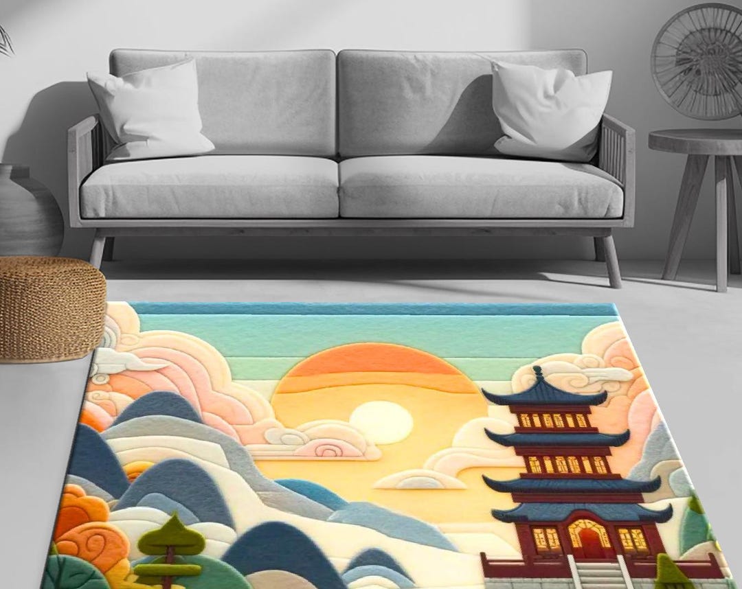 Japanese House Rug, Japan Art Design Rug, Home Living Room Rug, Rug ...
