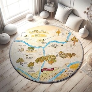 Skurriler 100 Acre Holzteppich für Kinderzimmer, Winnie Puuh Kindergarten Teppich, Weicher Spielzimmer Teppich, Woodland Baby Bodenmatte, Kleinkind Zimmer Teppich