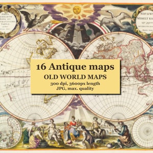 Digital Antique Maps, Vintage Maps, World Map Scrapbook, Old paper textures instant download commercial use