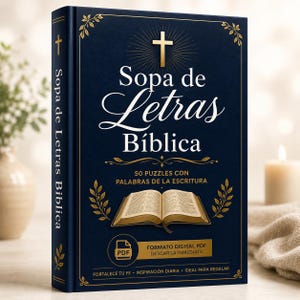 Sopa de Letras Bíblica en Español | 50 Puzzles Cristianos para Adultos | Libro Digital PDF | Regalo Cristiano