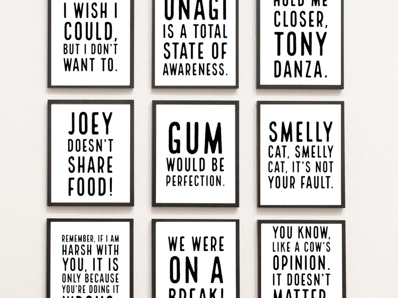 Friends TV Show Quote Printable Wall Art Collection, Set of 12, Monica ...