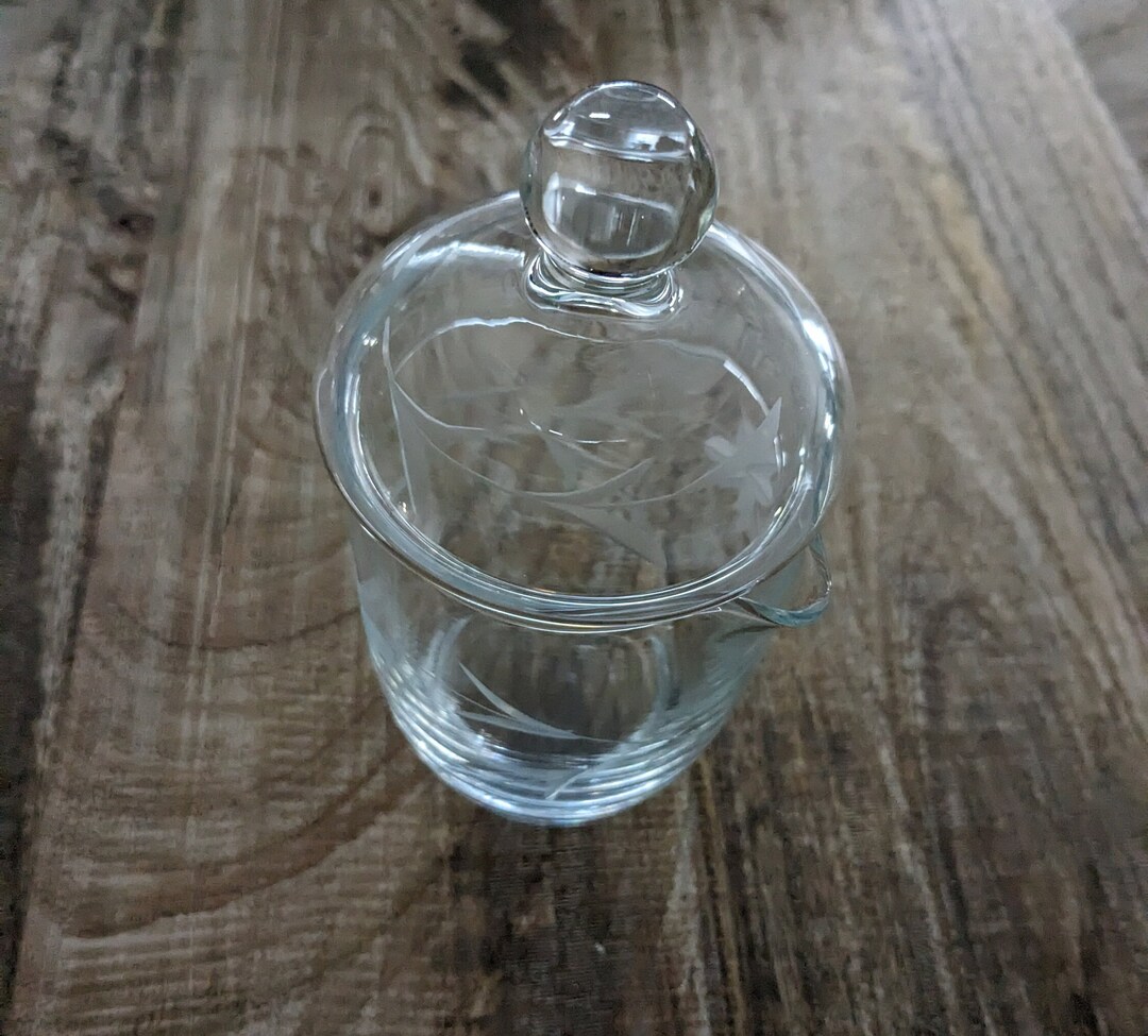 Etched Glass Jar With Lid Etsy