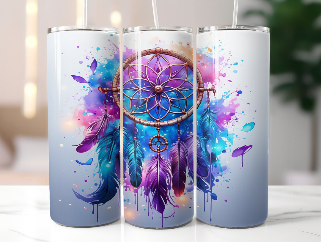 Dream Catcher Tumbler Wrap Neon Sublimation Designs Seamless Etsy