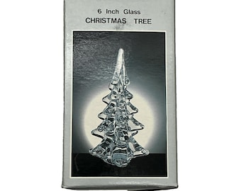 Árbol de Navidad de cristal vintage de 15 cm (6 pulgadas) de Kmart, estilo años 90, fabricado en Taiwán.