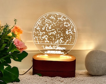 Stars Chart as Valentines Gift for Couples Gift Star Map on Night Light  Personalized Constellation Map 1st 5th 10th Anniversary Gifts