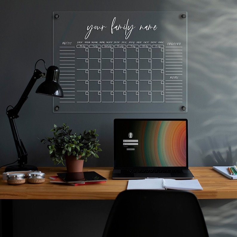 Dry Erase Calendar, Weekly Planner Dry Erase, Acrylic Wall Planner