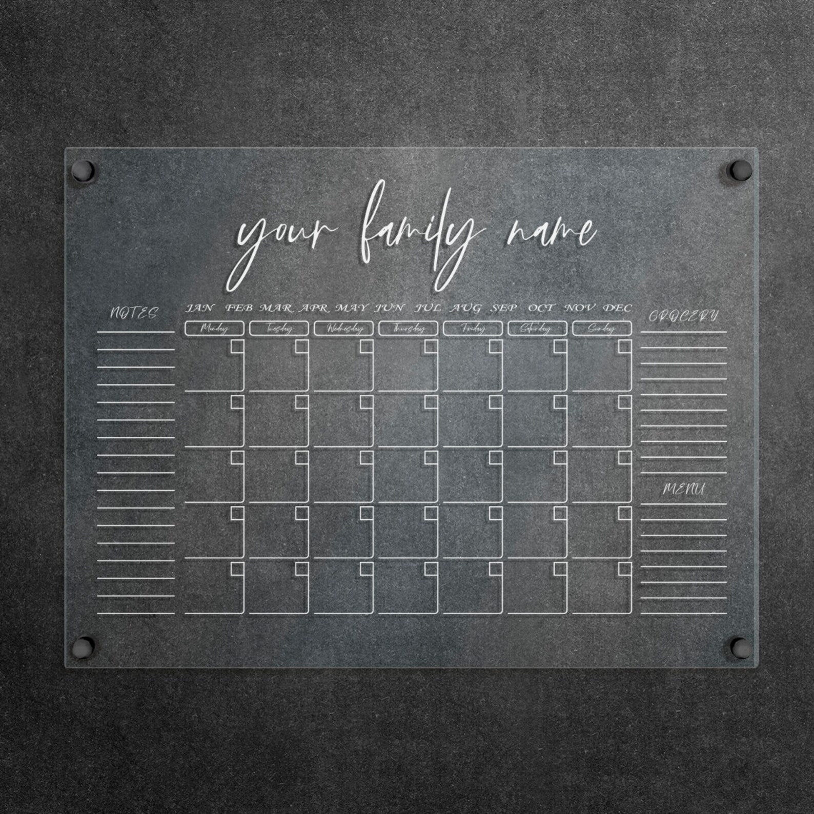 Dry Erase Calendar, Weekly Planner Dry Erase, Acrylic Wall Planner