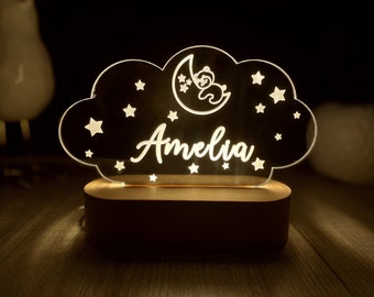 Personalised Star Cloud Night Light Custom Engraved Name Light New Baby Gift Night Light Childs Light