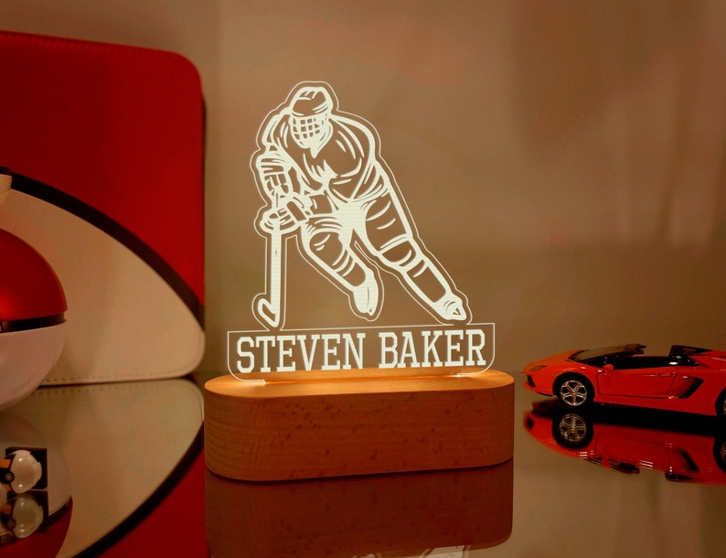 Personalized Hockey 3D Night Light Ice Hockey Player Night Light Ice Hockey Night Light Gift
